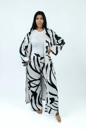 Inkstroke Silk Set | Kimono + Pants