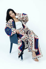 Tassel Bloom Silk Set | Kimono + Pants