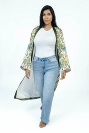 Olive Paisley Silk Kimono