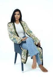 Olive Paisley Silk Kimono