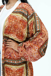 Burnt Amber Silk Kimono