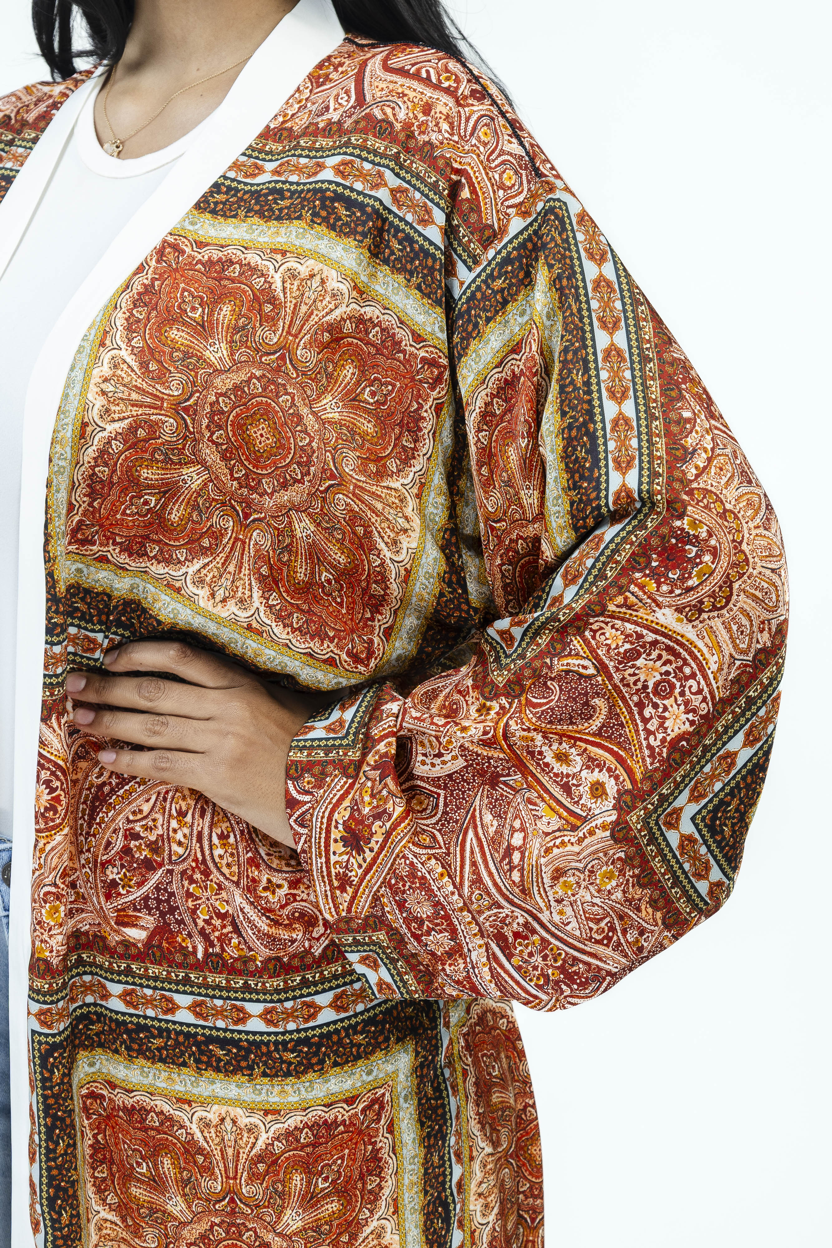 Burnt Amber Silk Kimono