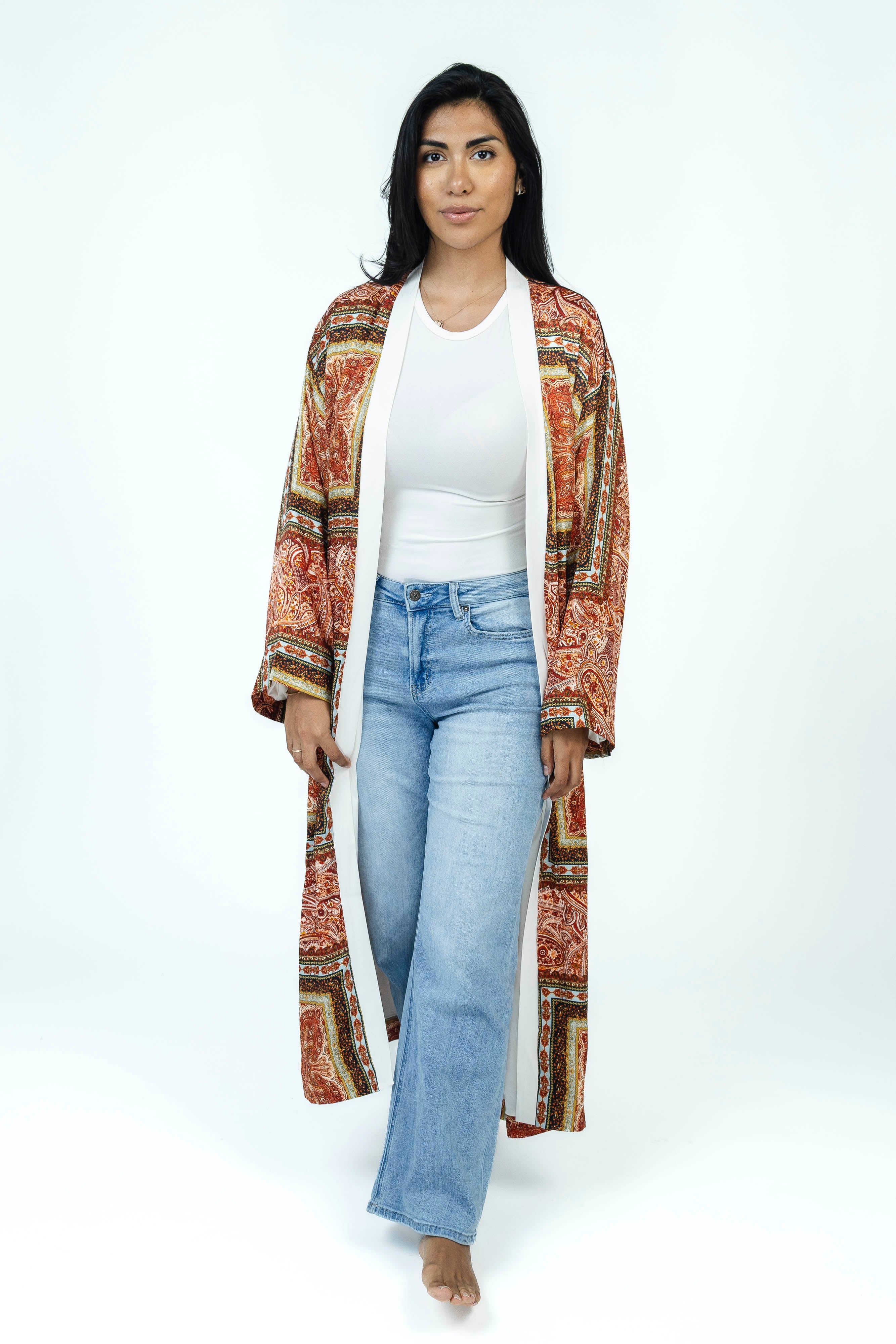 Burnt Amber Silk Kimono