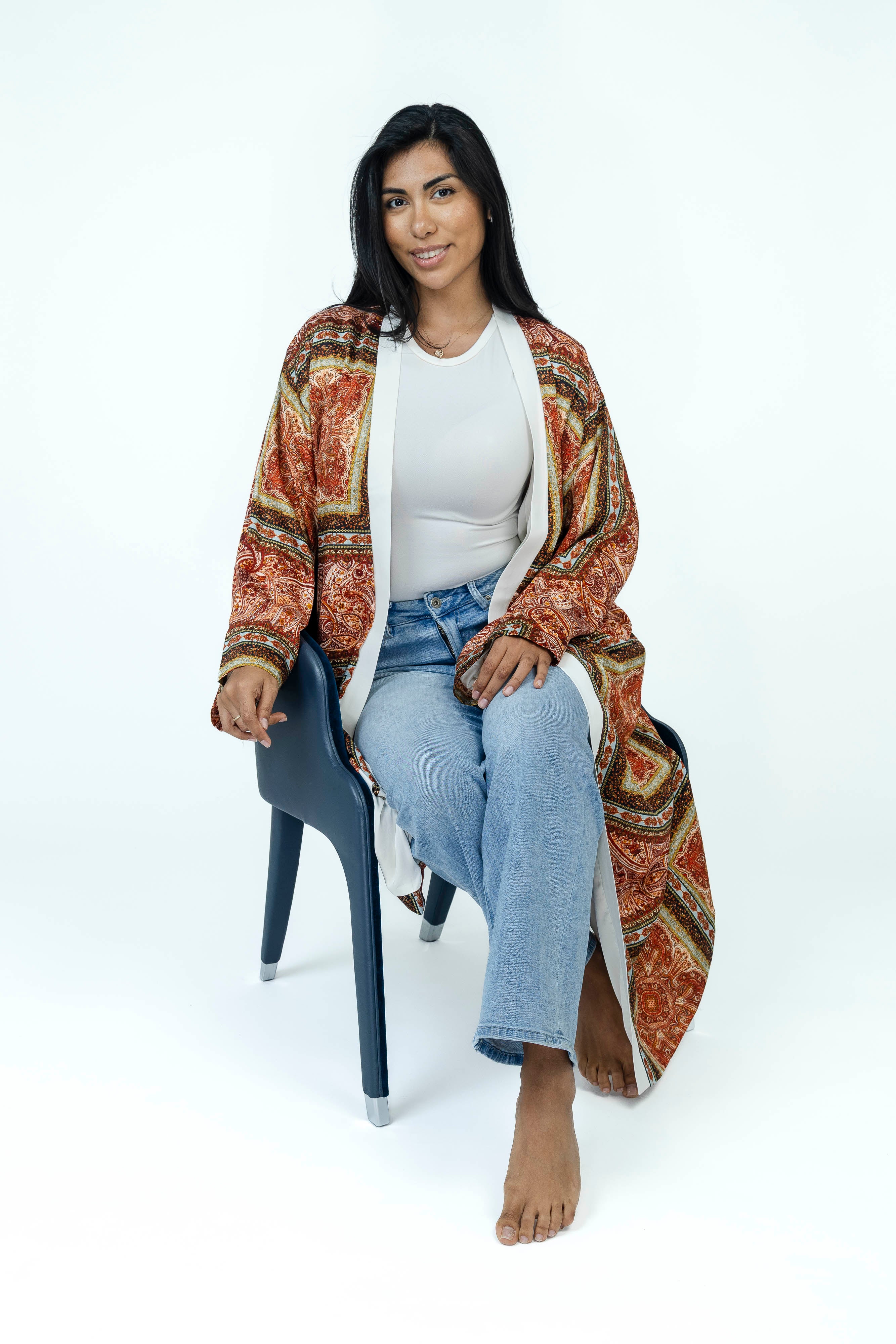 Burnt Amber Silk Kimono