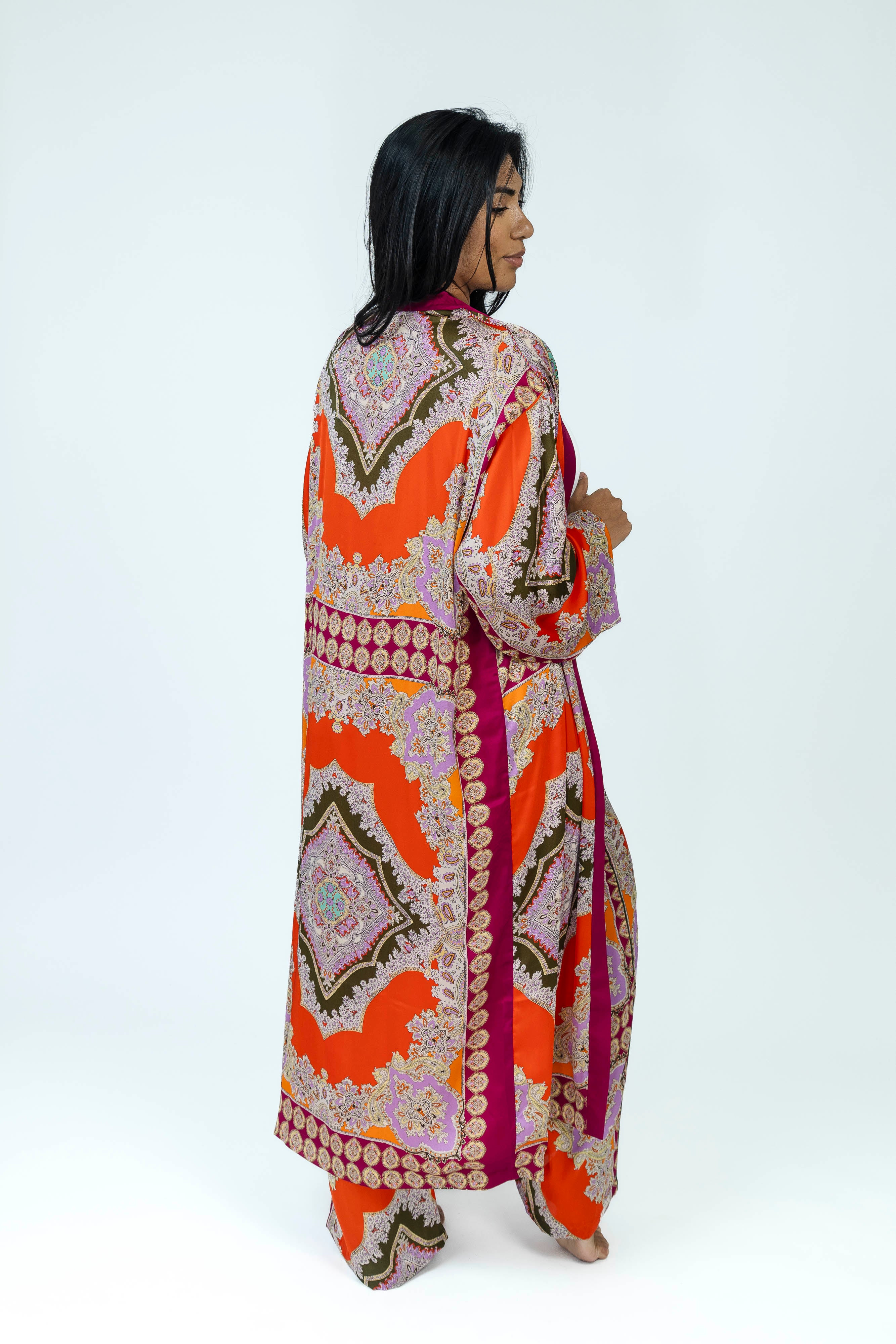 FireOpal Silk Set | Kimono + Pants
