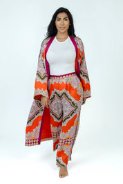 FireOpal Silk Set | Kimono + Pants