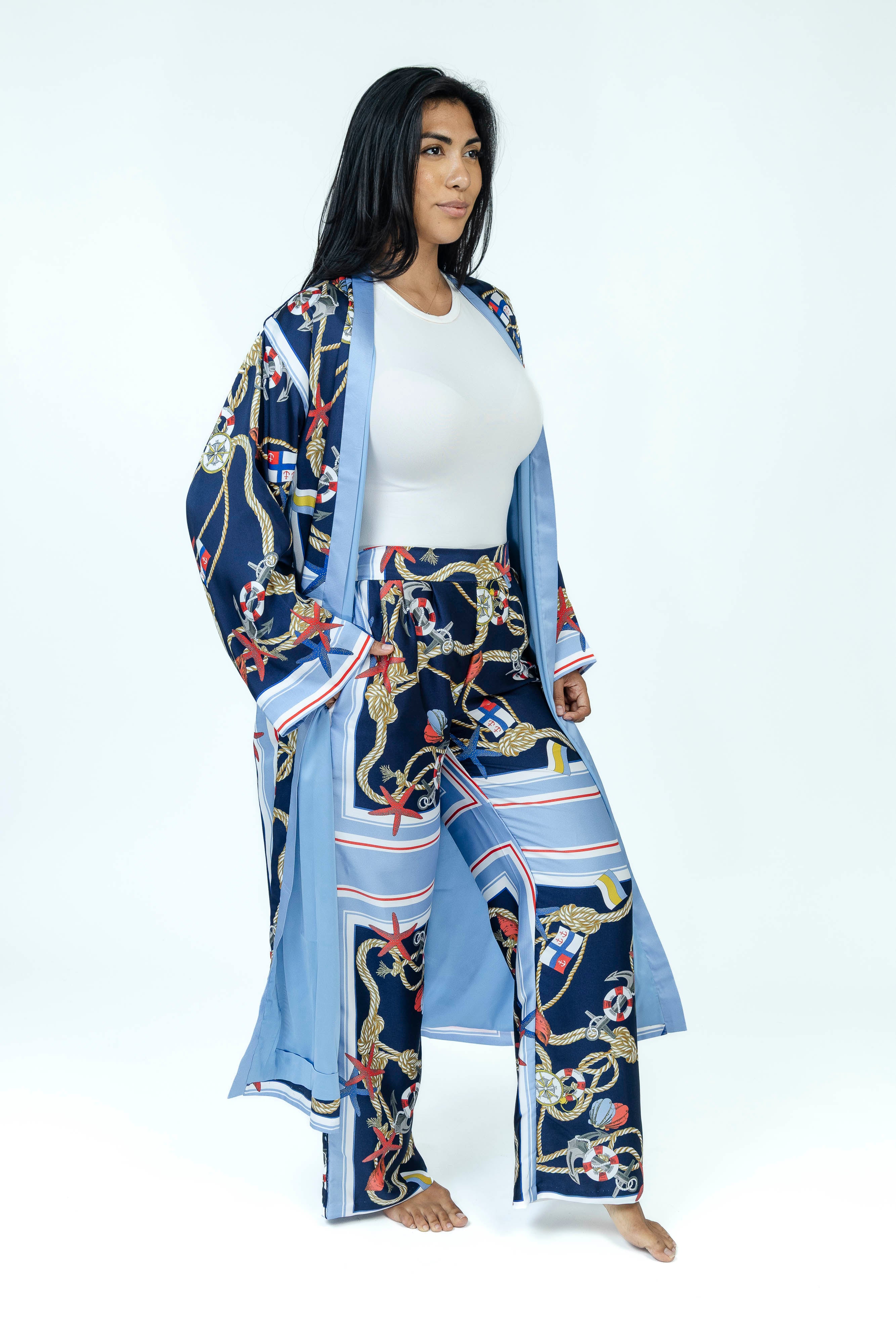 Nautical Knot Silk Kimono