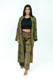ForestViolet Silk Set | Kimono + Pants