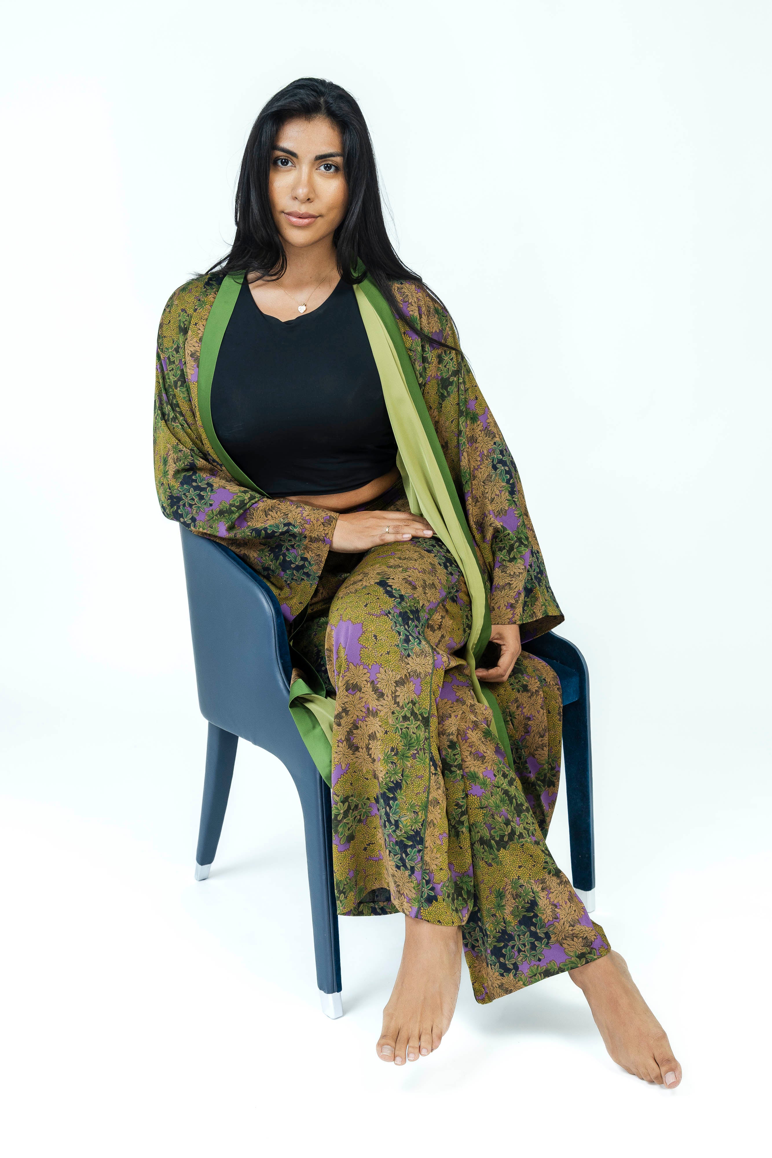ForestViolet Silk Kimono