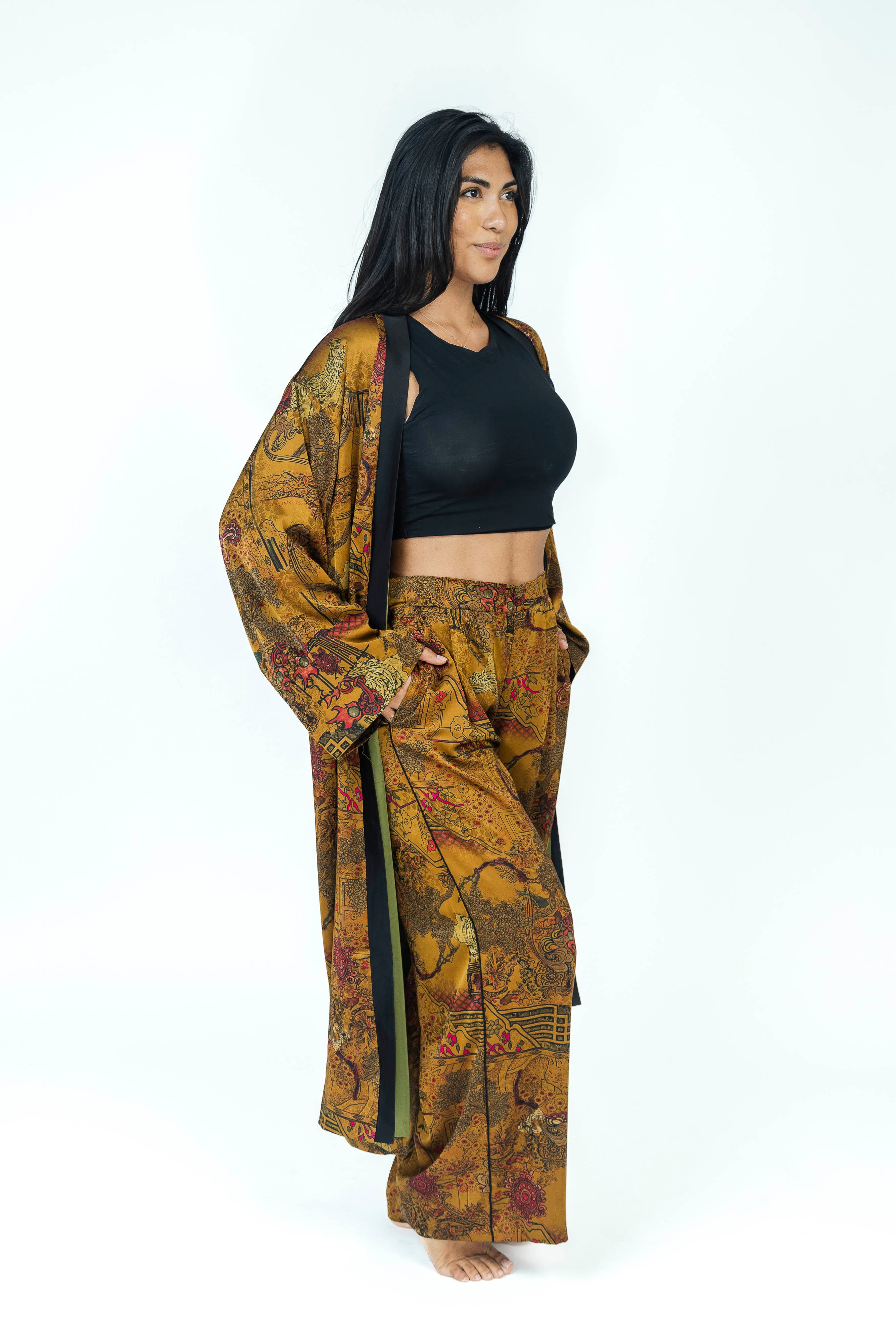 Imperial Terra Silk Set | Kimono + Pants