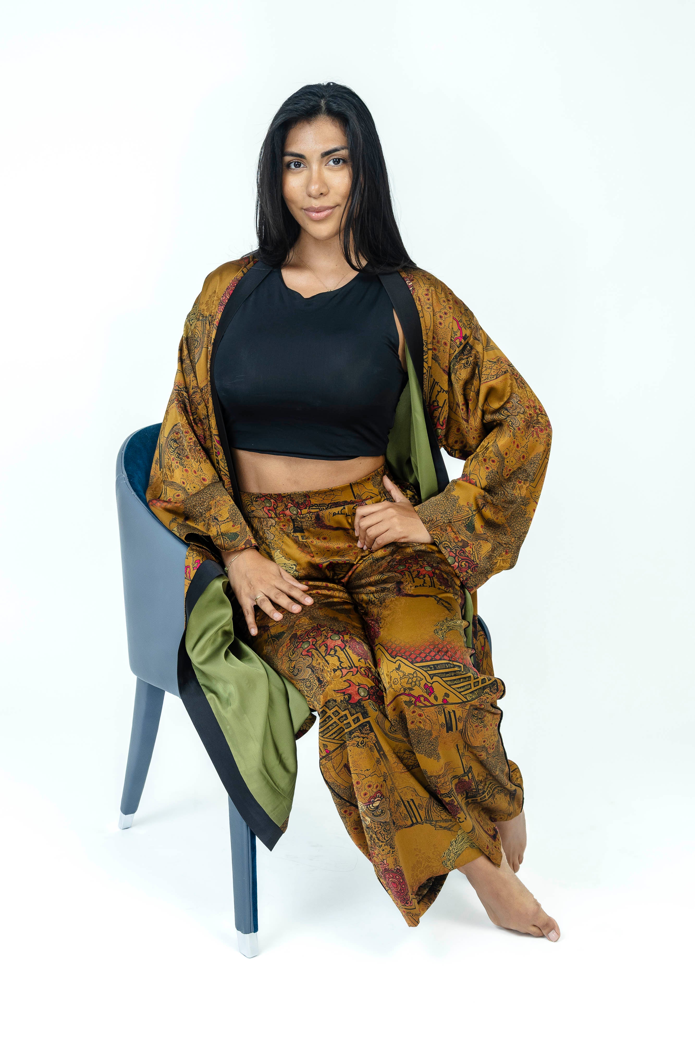 Imperial Terra Silk Set | Kimono + Pants