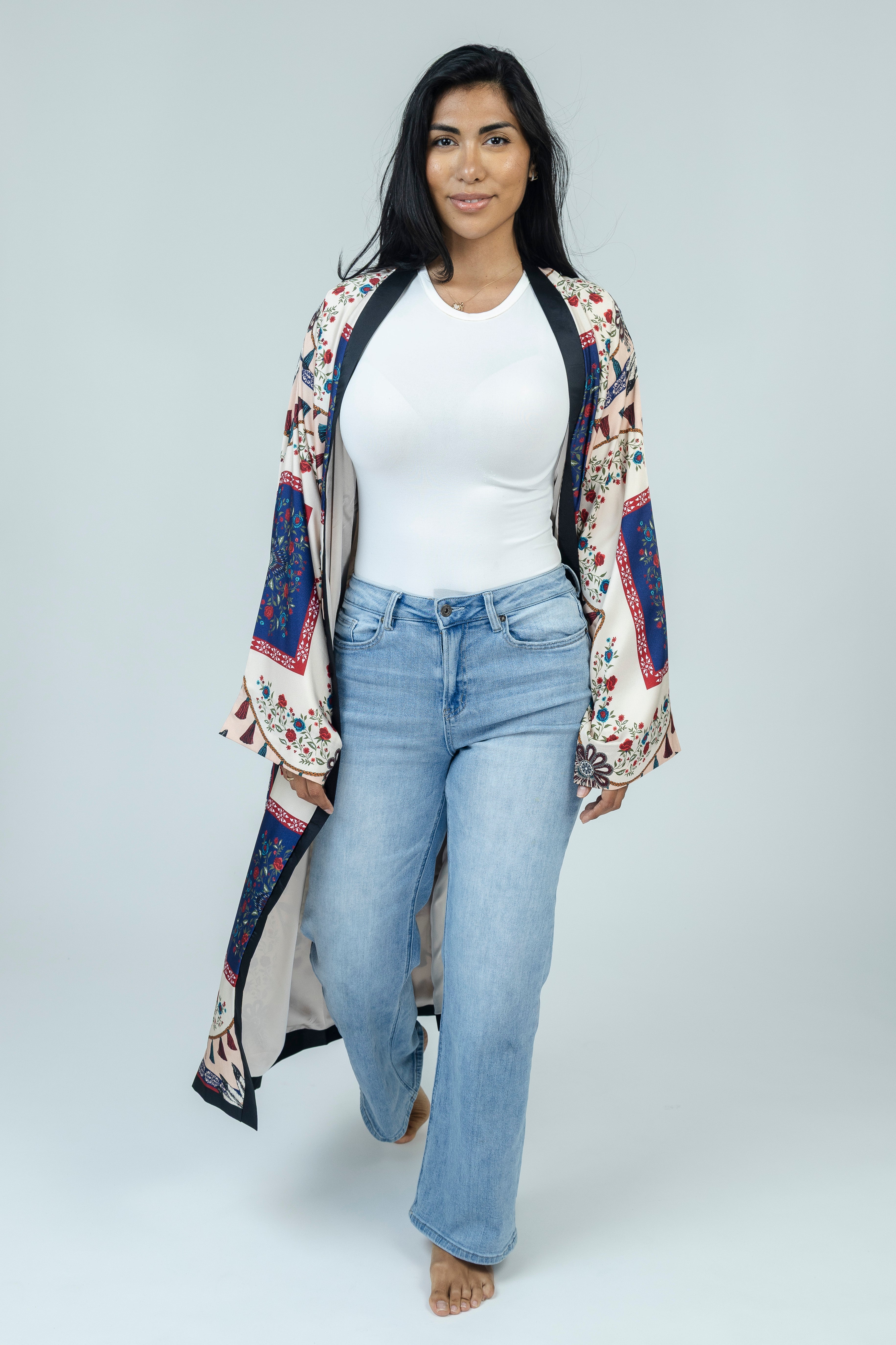 Tassel Bloom Silk Kimono